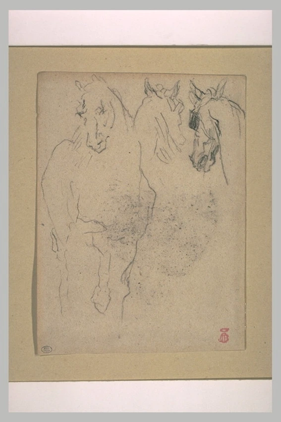 Etude de cheval et deux études de la tête Jean Baptiste Carpeaux