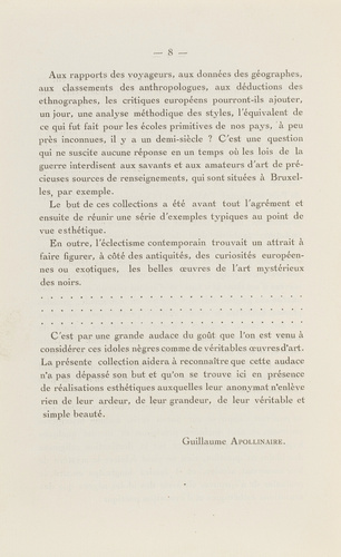 Guillaume Apollinaire - Catalogue d'exposition : Première exposition d'Art Nègre...