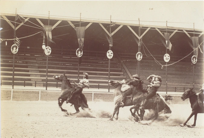 Albert Londe - Cow-boys à cheval dans le spectacle de la troupe de Buffalo Bill ...