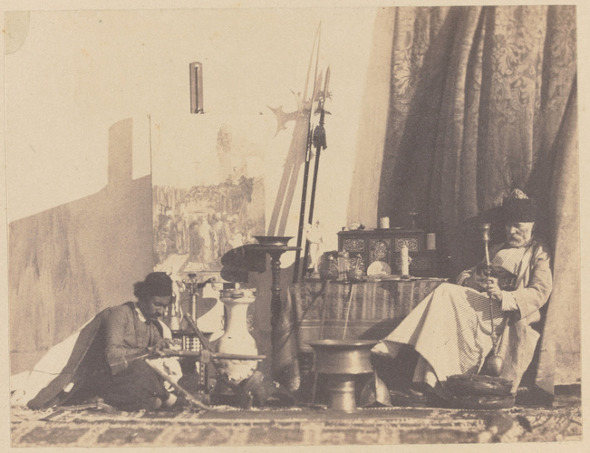 Henry Sauvaire - Portrait de Camille Rogier et un homme assis dans l'atelier