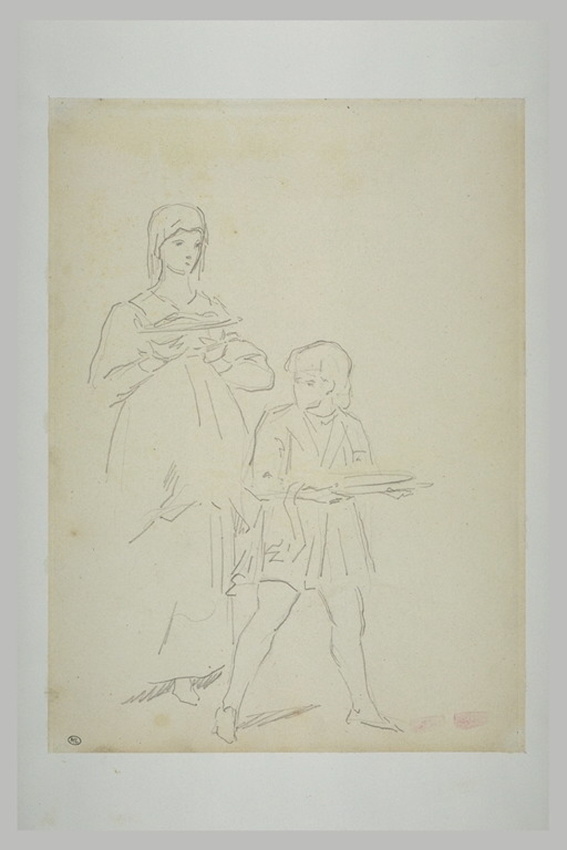 Edouard Manet - Femme et jeune garçon portant des plats