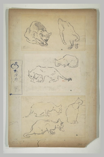 Théophile Alexandre Steinlen - Deux chats rampant vers la gauche