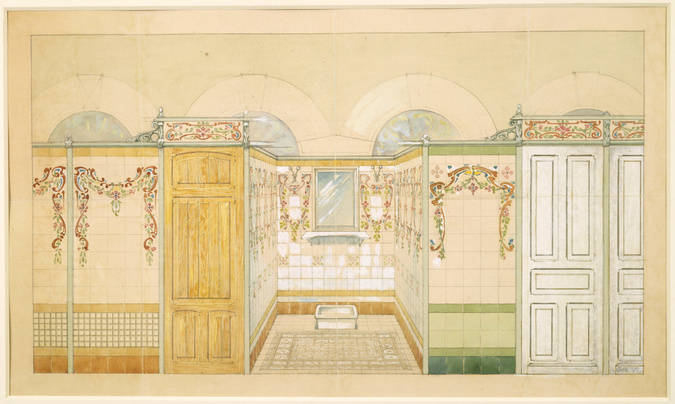 Faïencerie de Sarreguemines - Projet de décoration pour une cabine de bain de l'...