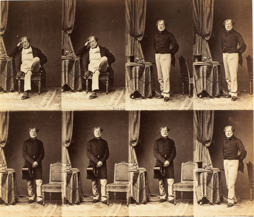 André Adolphe Eugène Disdéri - Colonel Fletcher, en huit poses, deux assis et si...