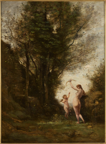 Camille Corot - Une nymphe jouant avec un Amour