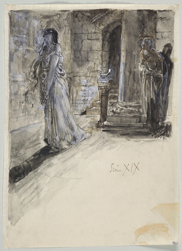 Luc Olivier Merson - Projet d'illustration pour Macbeth : Lady Macbeth somnambul...