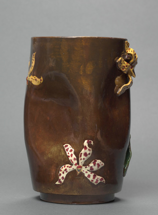 Emile Gallé - Vase à décor d'orchidées en haut-relief
