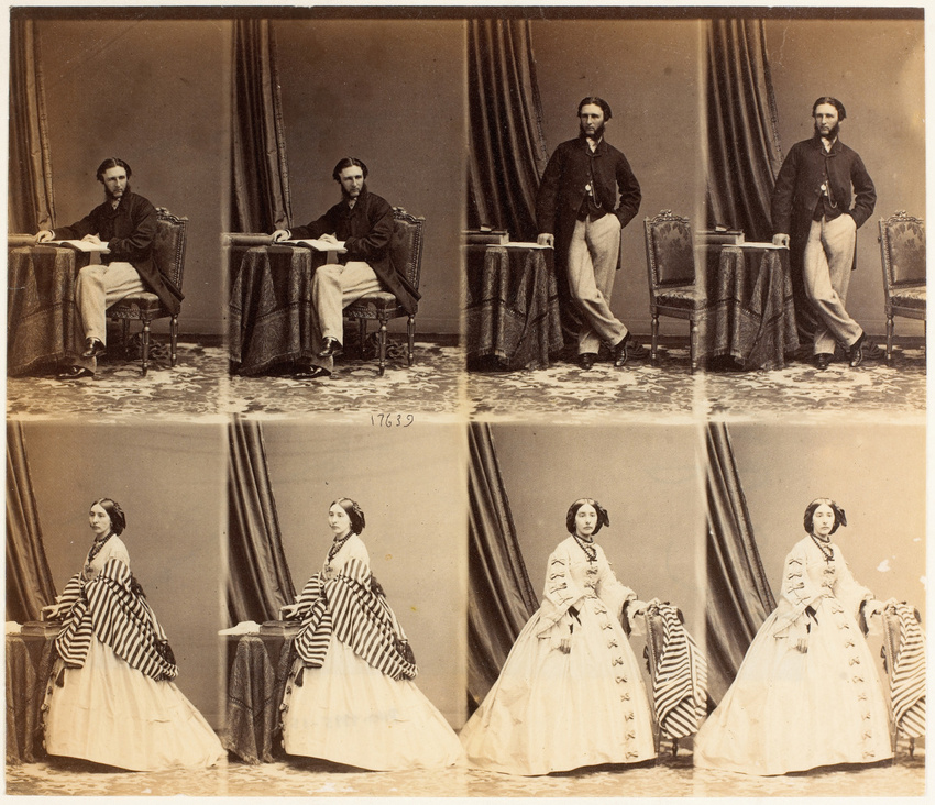 André Adolphe Eugène Disdéri - M. et Mme Ch. Magniac en huit poses, quatre de ma...