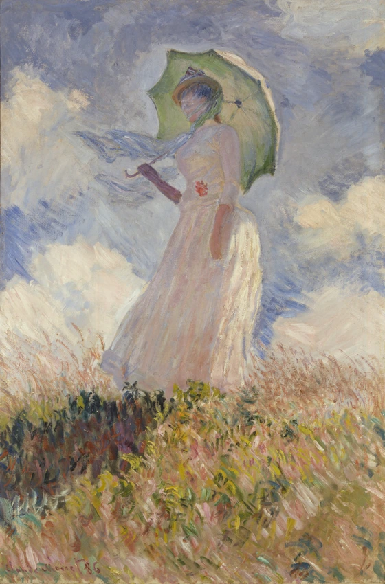 Essai de figure en plein-air : Femme à l'ombrelle tournée vers la gauche - Claude Monet