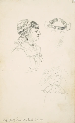 Eugène Grasset - Etude de tête et coiffes hollandaises