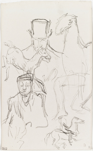 Pierre Bonnard - Page d'étude avec personnages, chevaux et cavaliers et jambes