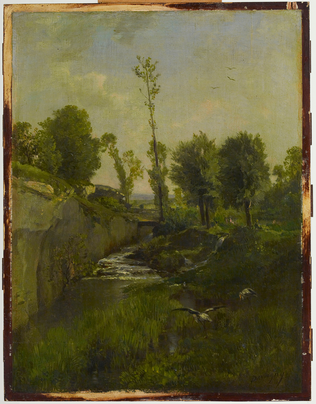 Ruisseau avec deux hérons - Charles-François Daubigny