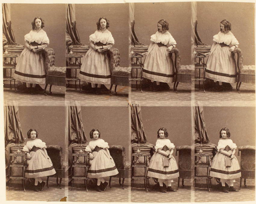 André Adolphe Eugène Disdéri - Mlles Heyenburg en huit poses, quatre jeune fille...