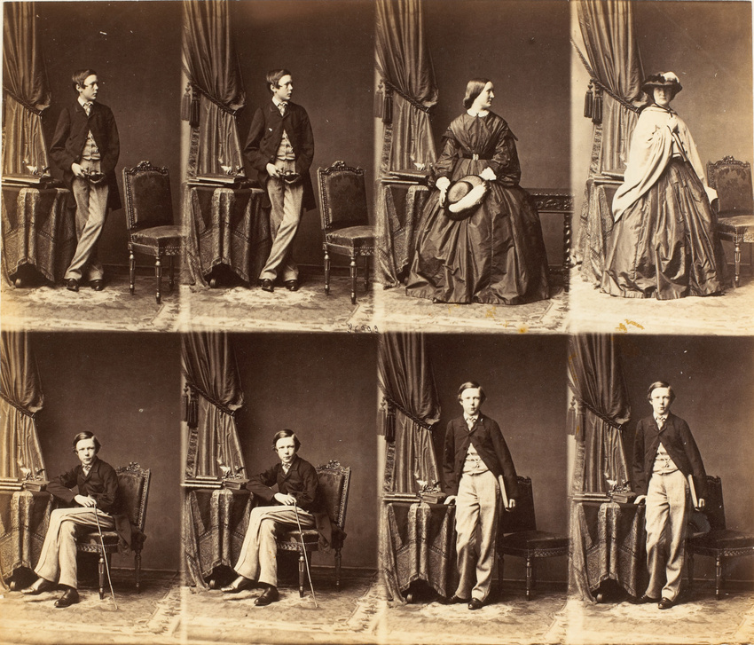 André Adolphe Eugène Disdéri - Lady Fletcher et son fils, en huit poses, deux de...