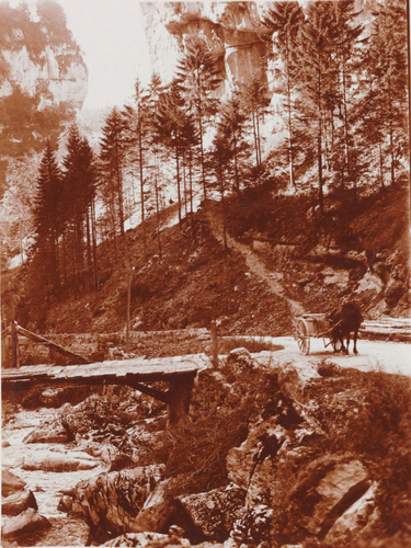 Charles Augustin Lhermitte - Paysage de montagne avec charrette