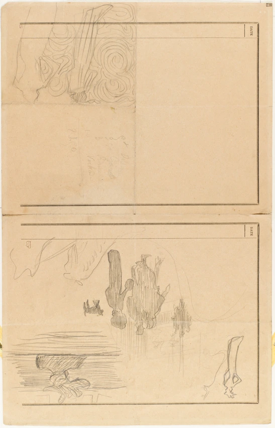 Pierre Bonnard - Etude pour une scène de rue avec personnages et chien, silhouet...