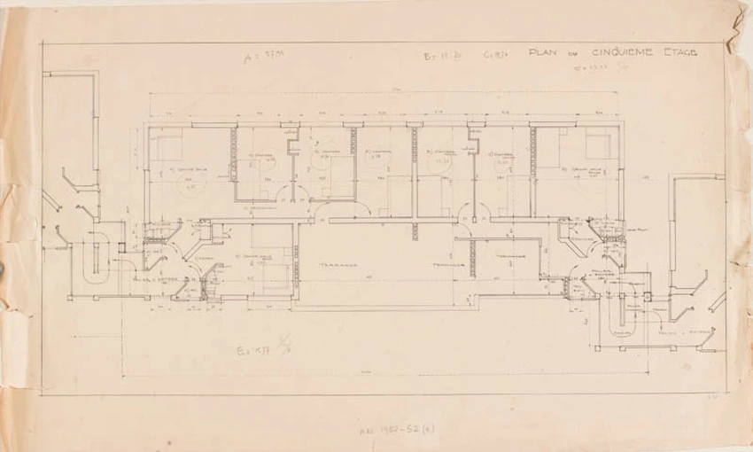 Marcel Guilleminault - Projet pour un immeuble, plan du 5e étage