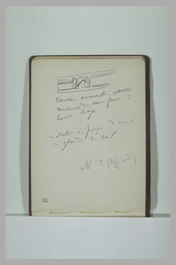 Alphonse de Neuville - Boucle de ceinturon et notes manuscrites