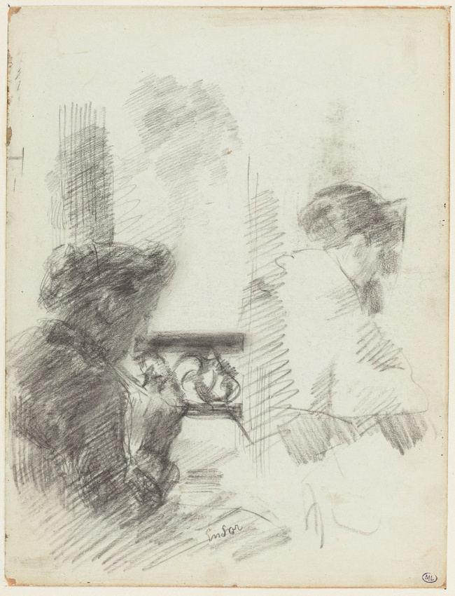 James Ensor - Femme de profil, cousant près d'une fenêtre ouverte
