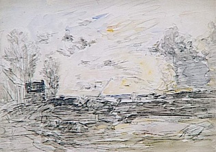 Eugène Boudin - Paysage au soleil couchant