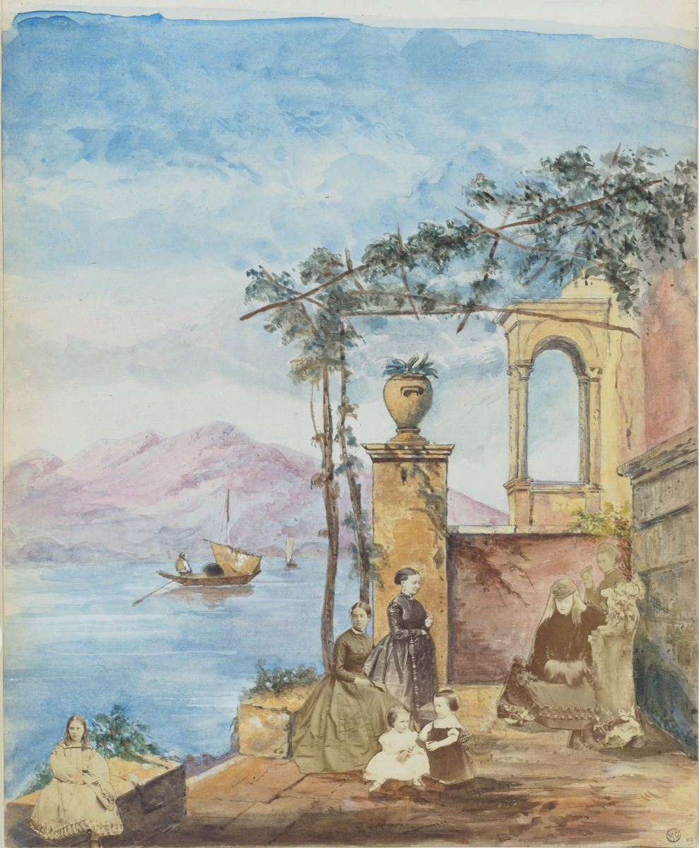 Georgiana Louisa Berkeley, Anonyme, Paysage de villa italienne au bord d'un lac