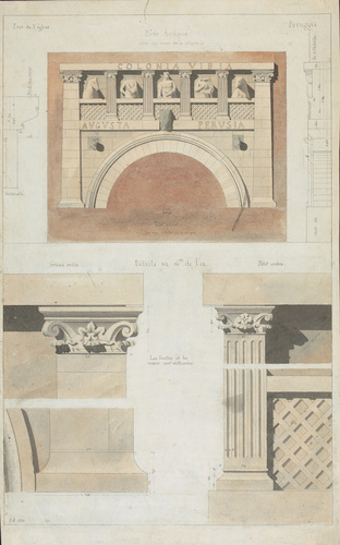Victor Ruprich-Robert - Porte antique de Pérouse, élévation et détails décoratif...