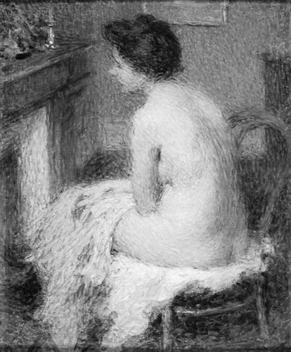 Ernest Laurent - Femme assise se chauffant