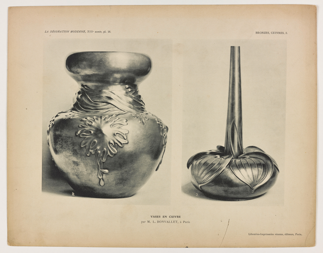 Lucien Bonvallet - Deux modèles de vases à décor végétal