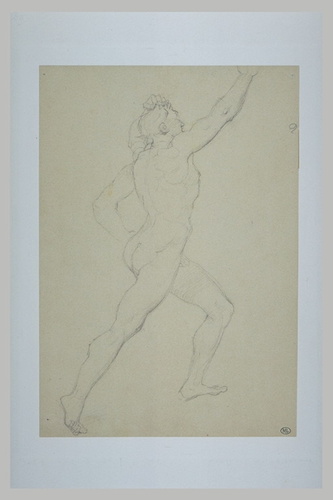Georges Seurat - Homme nu, bras droit levé, s'élançant vers la droite
