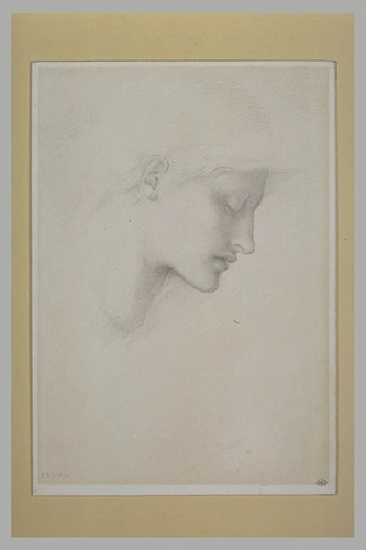 Edward Burne-Jones - Tête de jeune femme, étude pour 'La Roue de la Fortune'