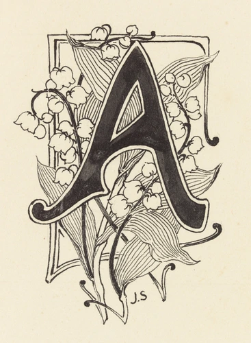 Anonyme - Planche de neuf lettres ornées, lettre A ornée de motifs végétaux