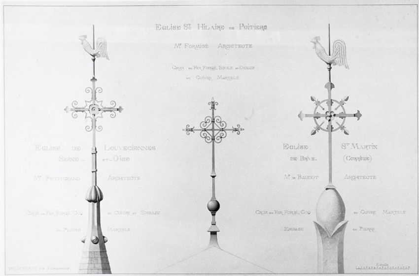 Maison Monduit - Trois modèles de croix et d'embases de l'église de Louveciennes...