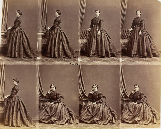 André Adolphe Eugène Disdéri - Mme Auston en huit poses, cinq en pied, trois ass...
