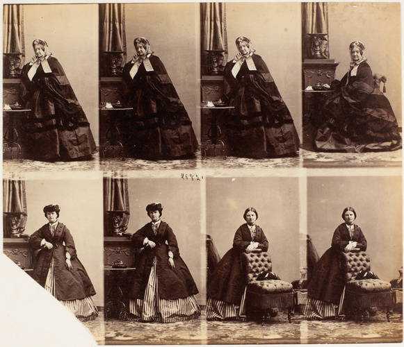 André Adolphe Eugène Disdéri - Mme. Fotingham et une femme en huit poses, quatre...