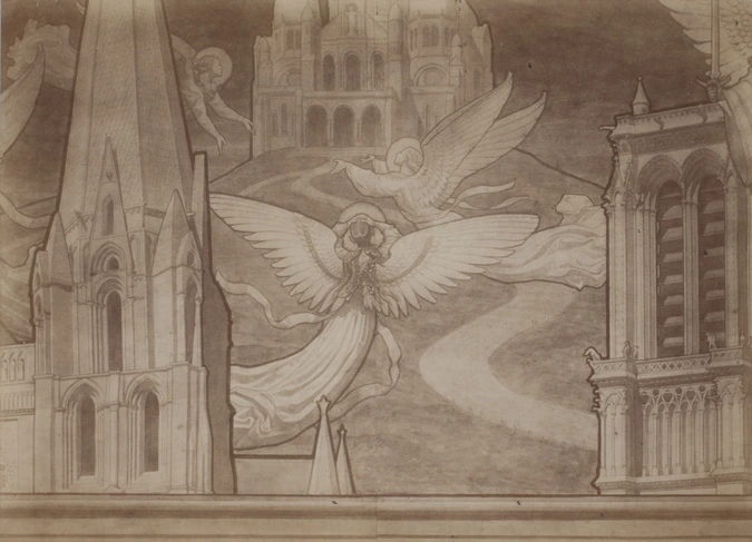 D. Freuler - Photographie d'un détail du carton pour la mosaïque Le Voeu de Loui...
