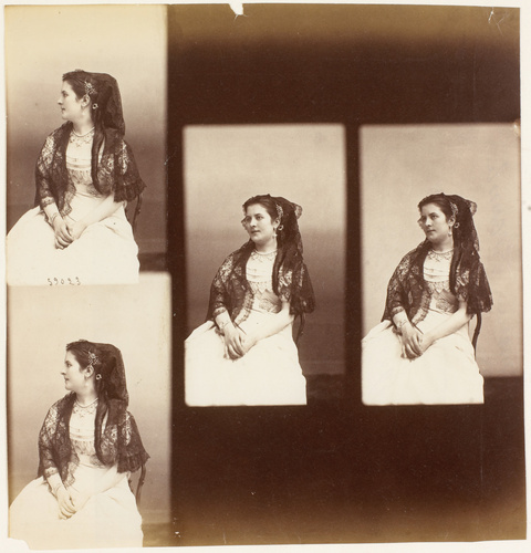 André Adolphe Eugène Disdéri - Mme Marie Lecomte assis, en quatre poses