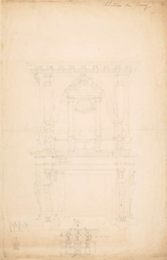 Louis Boitte - Cheminée du château de Madrid et façade du château de Bury