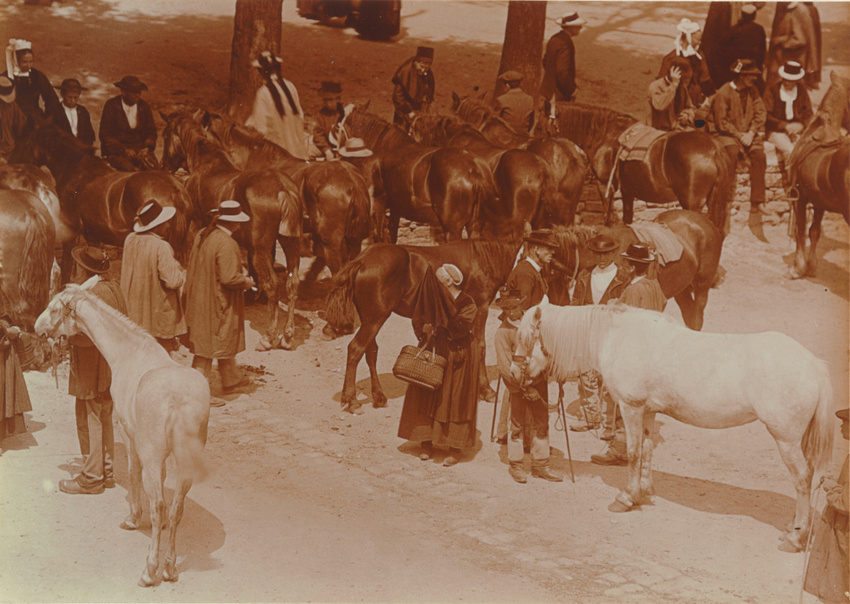 Charles Augustin Lhermitte - Bretons et chevaux au marché