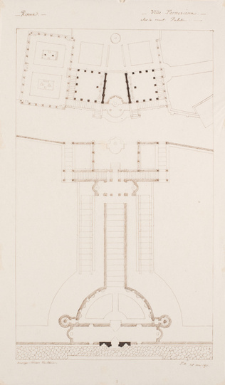 Edouard Villain - Plan de la Villa Farnesiana, mont Palatin, Rome, d’après Perci...