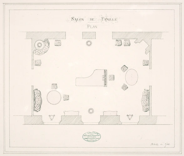 Antoine Zoegger - Salon de famille, plan avec indication de l'emplacement du mob...
