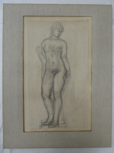 Aristide Maillol - Femme nue, debout, les deux bras contre le corps, tenant une ...