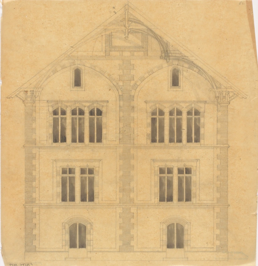 Louis Boitte - Orphelinat à Montier-en-Der, élévation de la façade principale