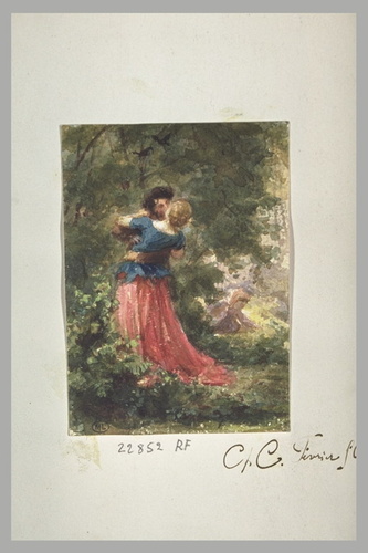 Charles Cuisin - Amoureux s'embrassant