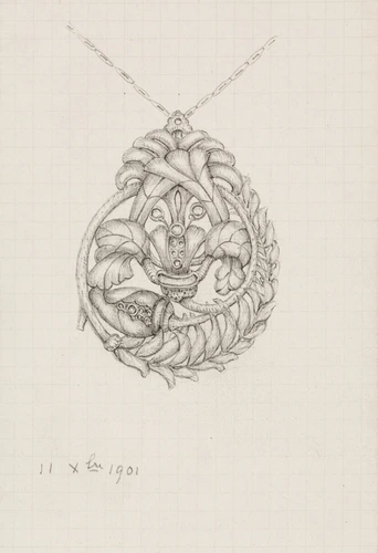 Enguerrand du Suau de la Croix - Pendentif à motif floral et végétal, chaîne