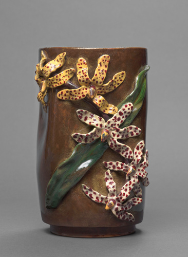 Emile Gallé - Vase à décor d'orchidées en haut-relief