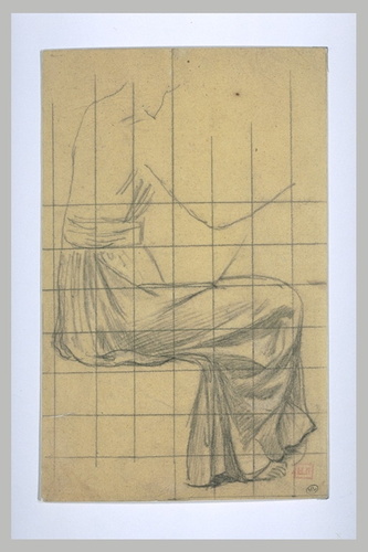 Pierre Puvis de Chavannes - Etude de la robe d'une femme vue de profil à droite,...