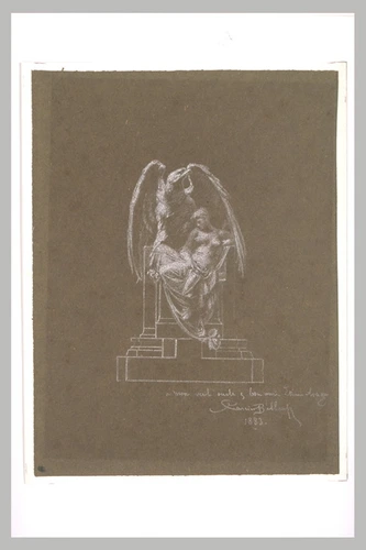 Pierre Carrier-Belleuse - Esquisse d'un monument : aigle abritant sous ses ailes...