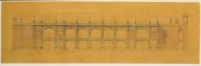 Jean-Camille Formigé - Projet pour l'Exposition universelle de 1889, élévation d...