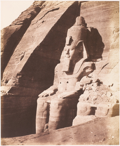 Félix Teynard - Abou Simbel - Grand Spéos - Statues colossales vues de trois-qua...