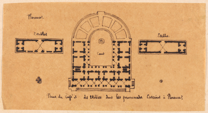 Edouard Villain - Plans du café et des étables dans les promenades des Cascines,...